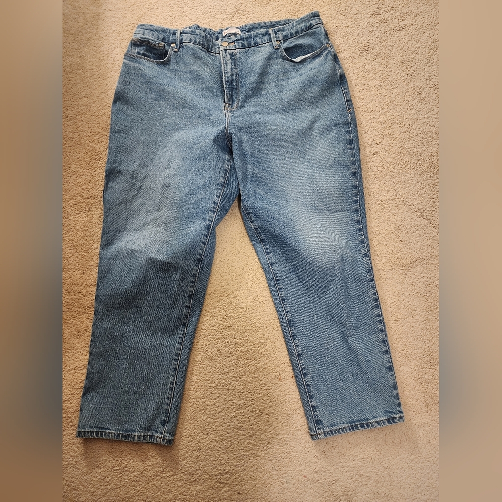 Good American Classic 5 Pocket Straight Lightwash Blue Denim Jeans Sz 16